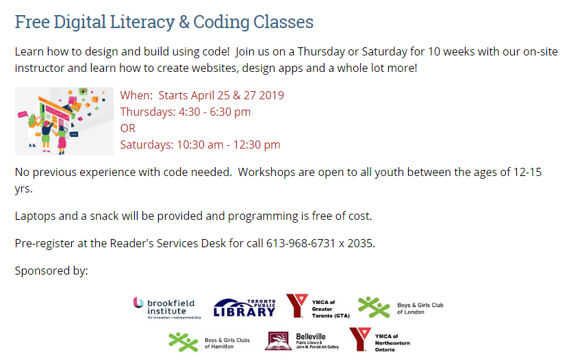 Digital Literacy & Coding Classes